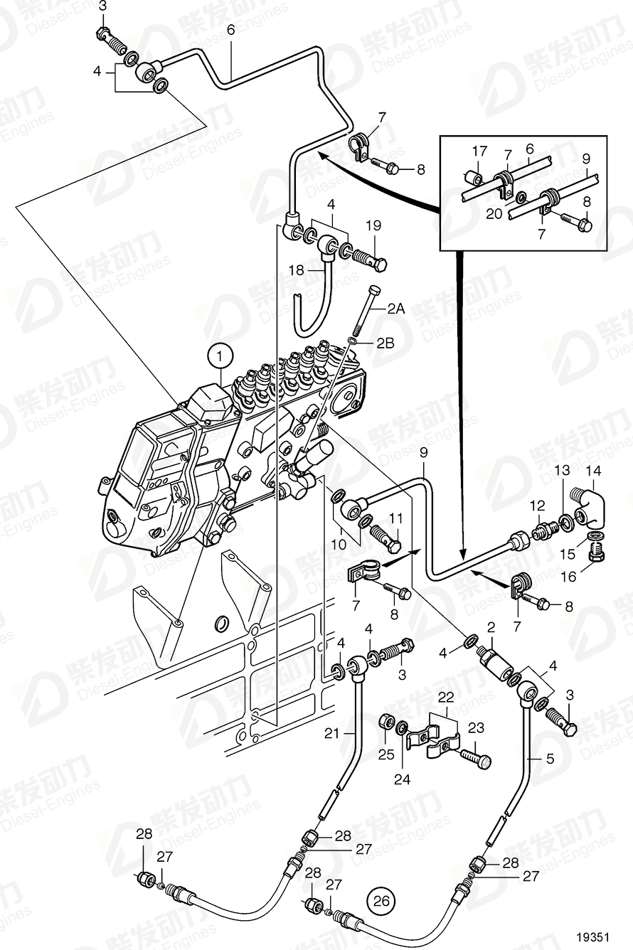 VOLVO Oil return pipe 1556254 Drawing